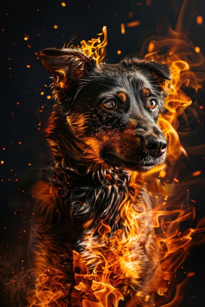 Dog flame fire bonfire.