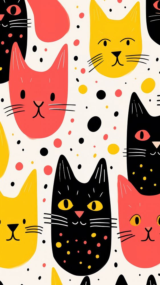 Wallpaper cute cats abstract graphics outdoors pattern.