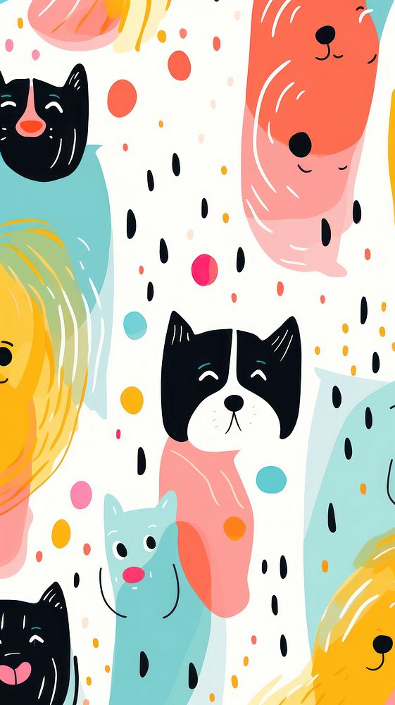 Wallpaper cute dogs abstract graphics painting outdoors.