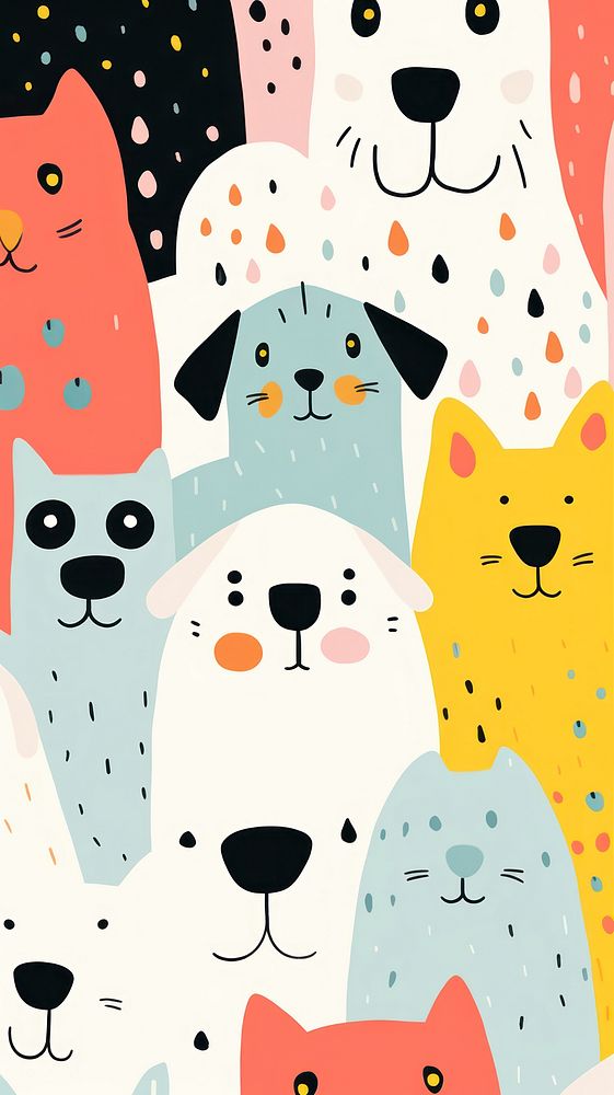 Wallpaper cute dogs abstract illustrated applique outdoors.