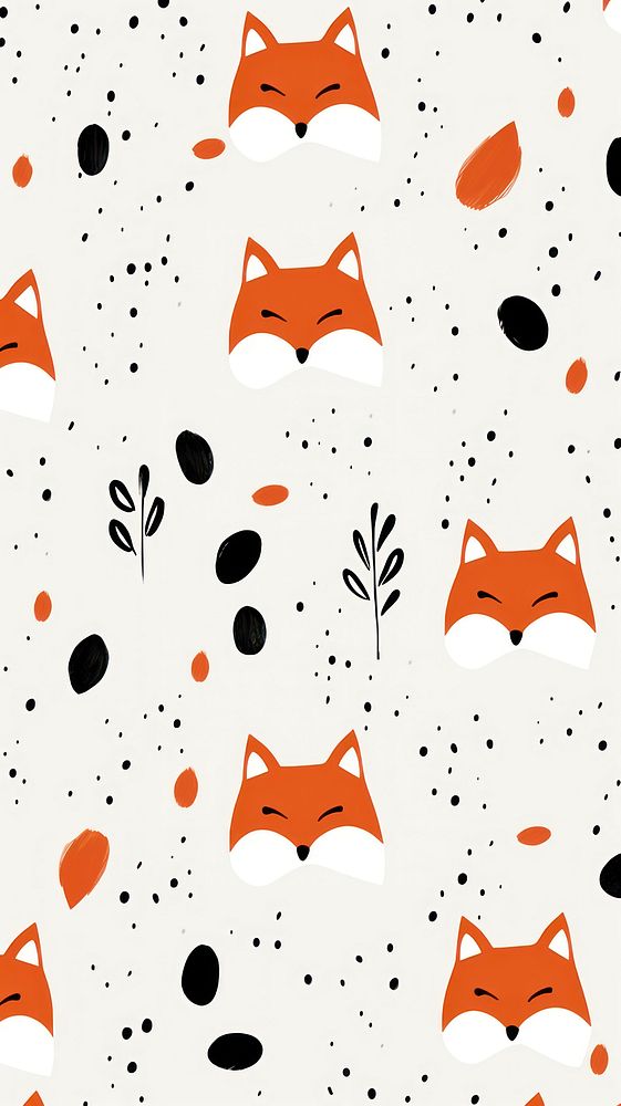 Wallpaper cute foxes abstract pattern confetti animal.