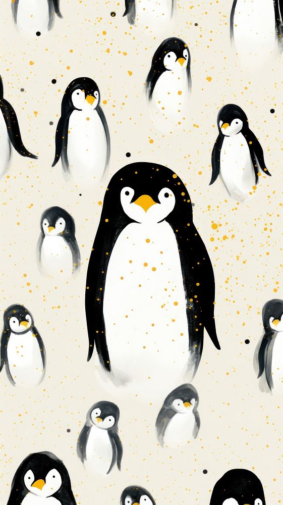 Wallpaper cute penguins abstract animal bird.