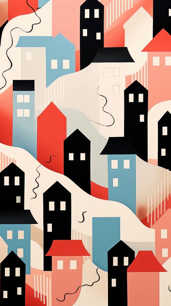 Wallpaper houses abstract pattern painting graphics.