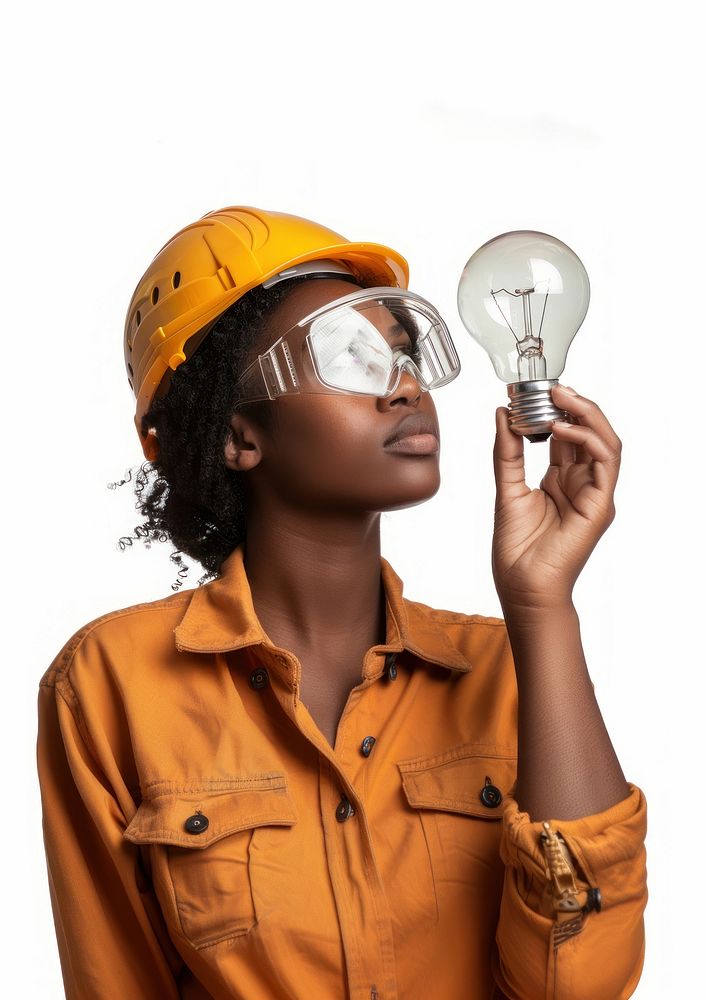 Engineering black woman lightbulb clothing apparel.