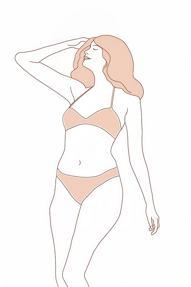 Minimalist symmetrical woman cloth illustrated clothing swimwear.