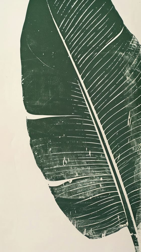 Silkscreen on paper of a banana leaves person plant human.