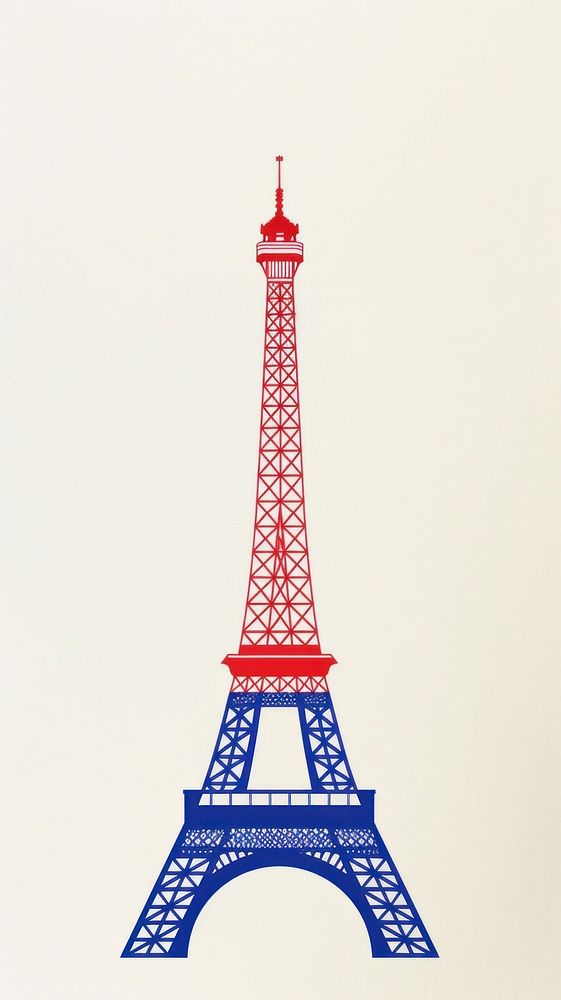 Silkscreen on paper of a Eiffel tower architecture eiffel tower building.