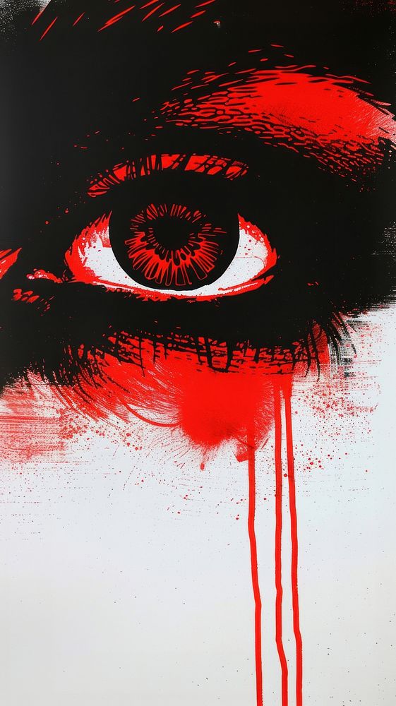 Silkscreen on paper of a eye graphics illustrated painting.