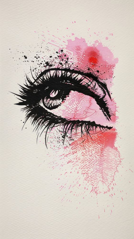 Silkscreen on paper of a eye graphics illustrated painting.