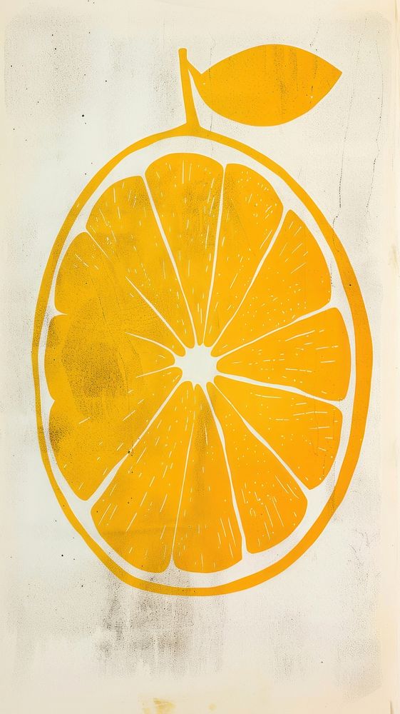Silkscreen on paper of a lemon orange grapefruit produce.
