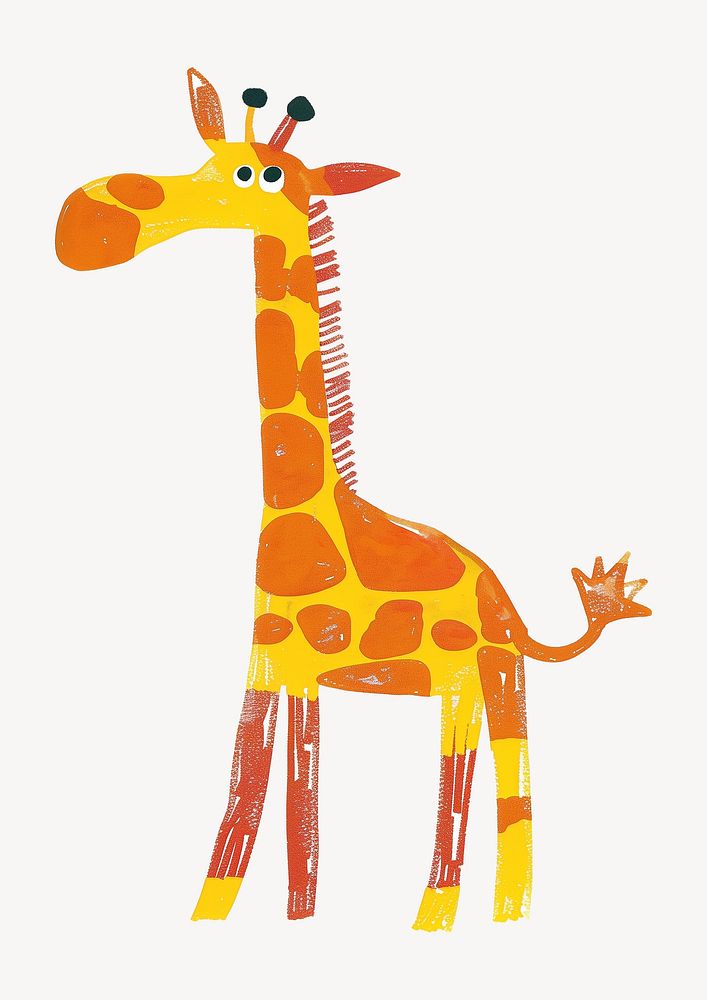 Cute giraffe, wild animal digital art illustration