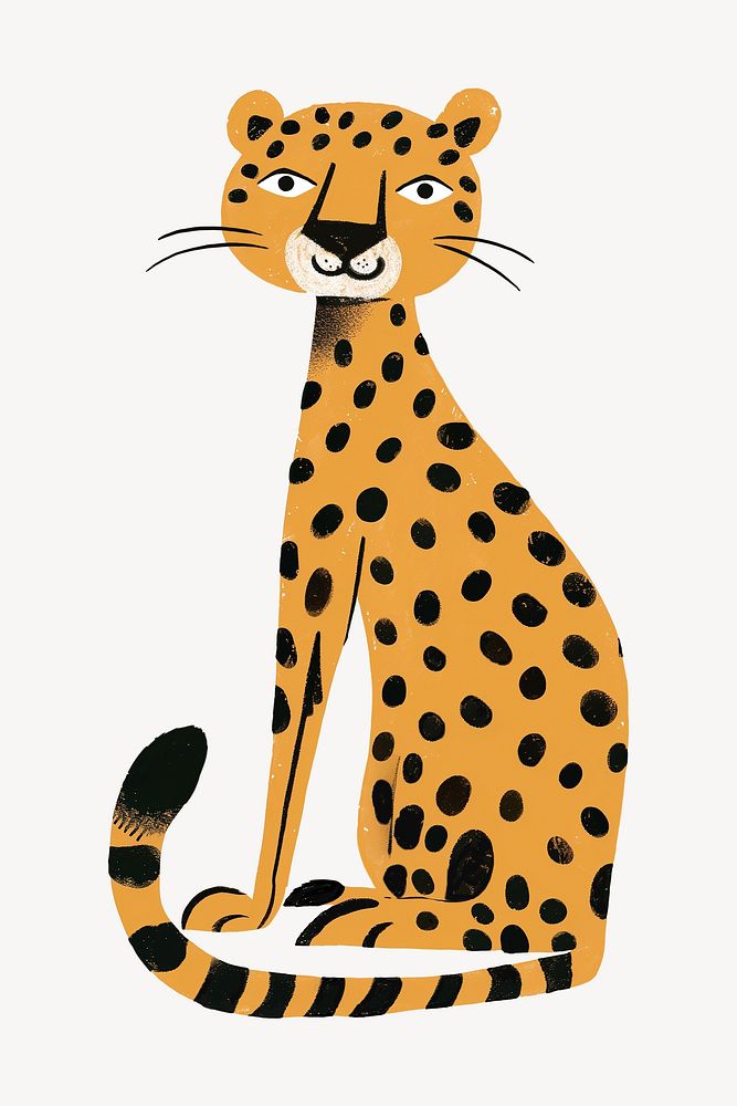 Cute cheetah, wild animal digital art illustration