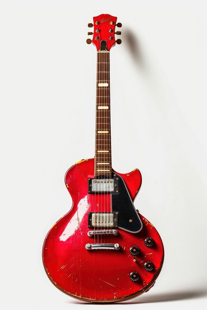 Red guitar musical instrument electric guitar.