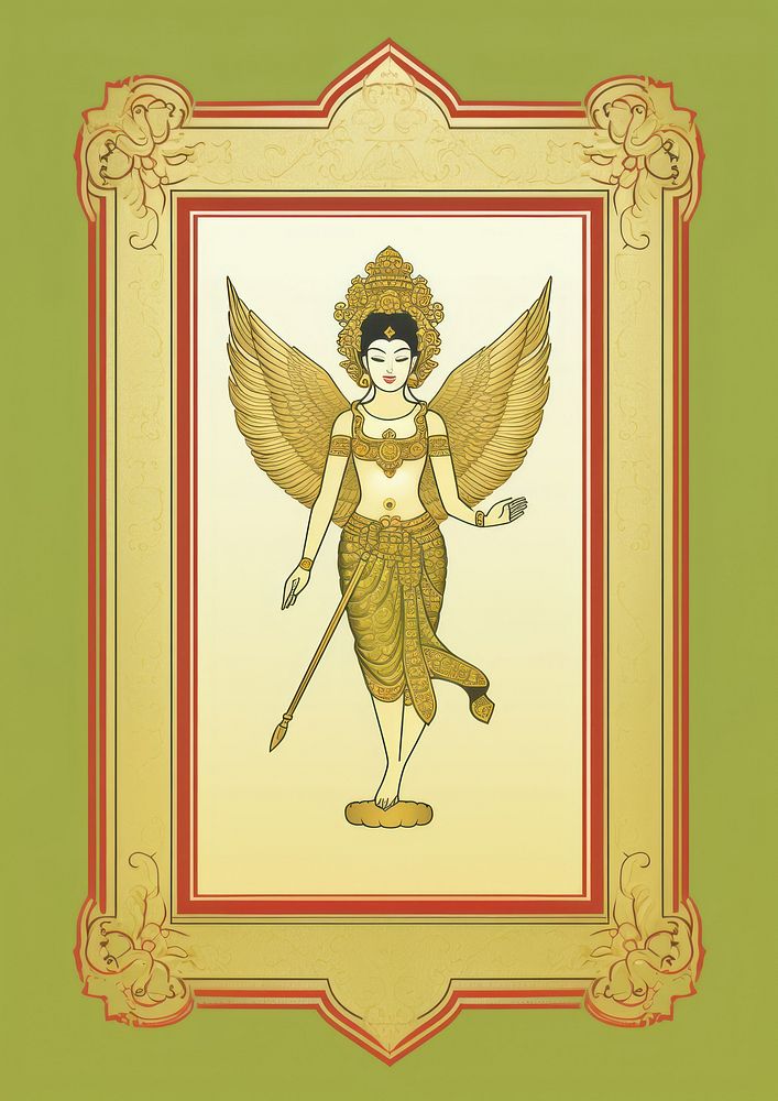 A green angel gold representation spirituality.
