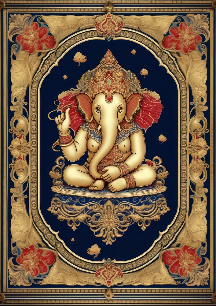 An Ganesha tapestry pattern gold.