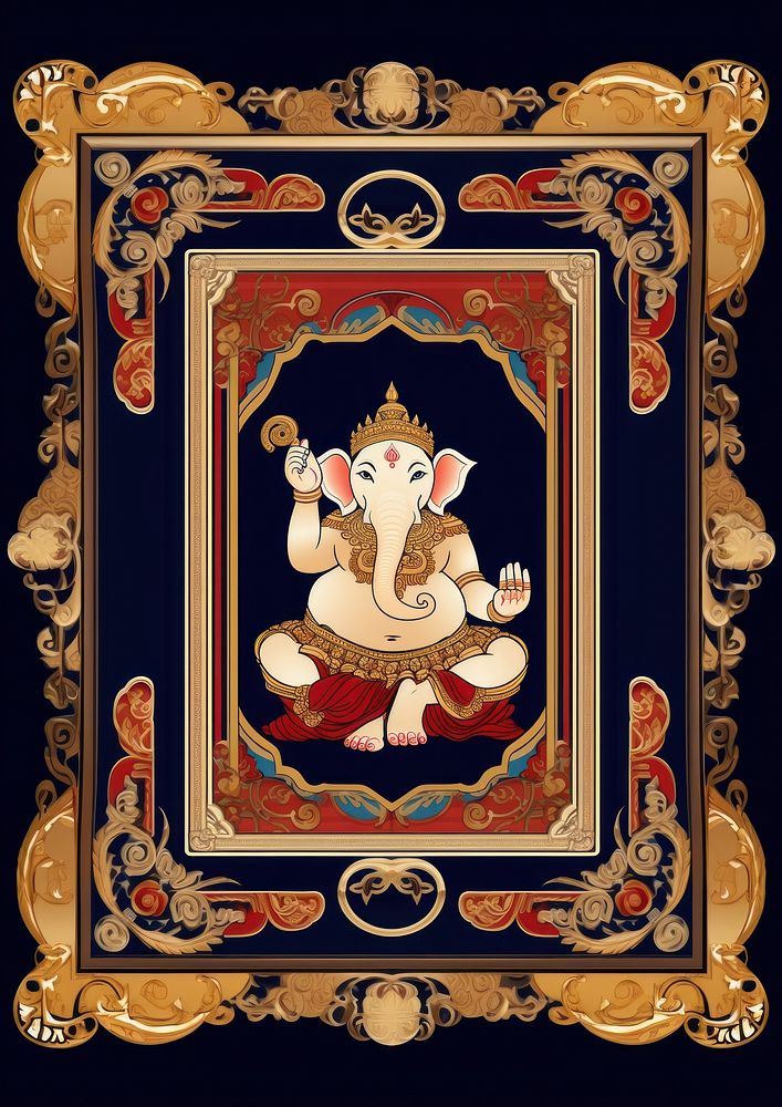 An Ganesha tapestry gold art.