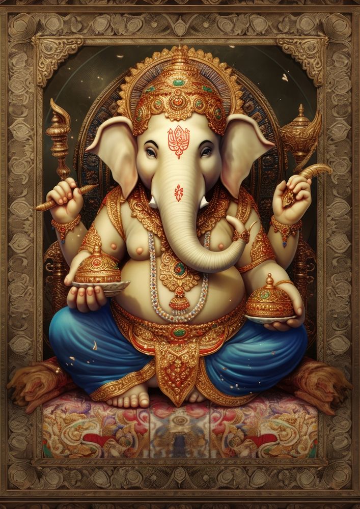 An Ganesha gold art representation.