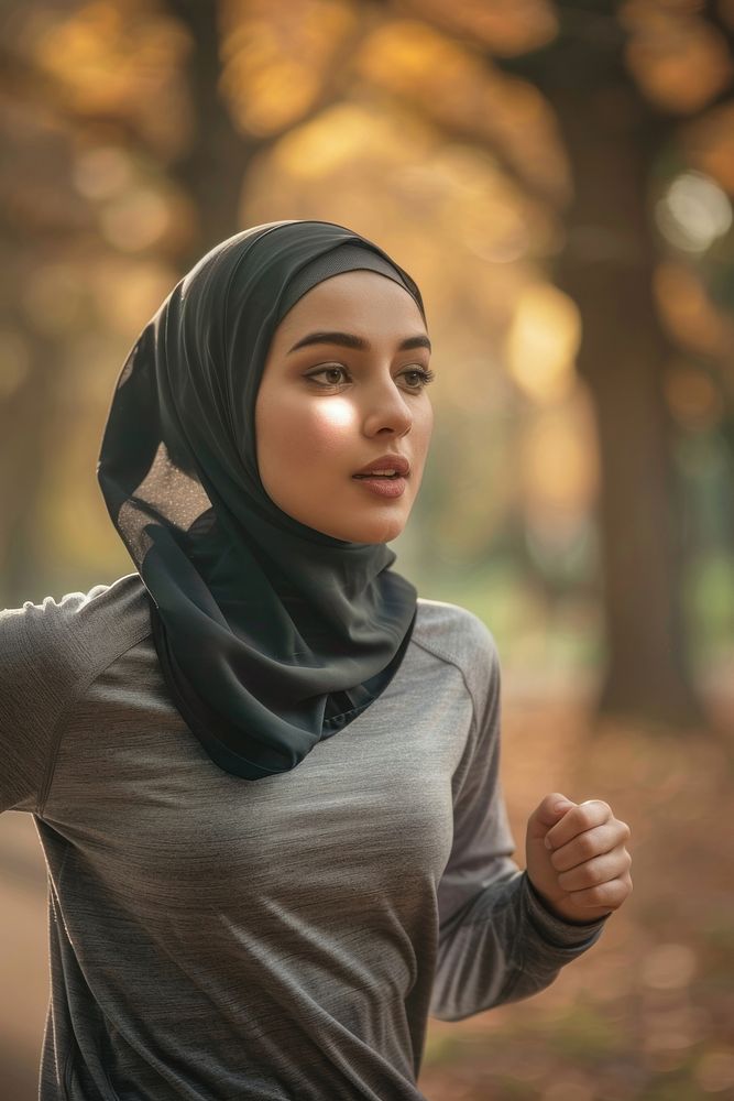 Muslim woman running photo photography clothing.