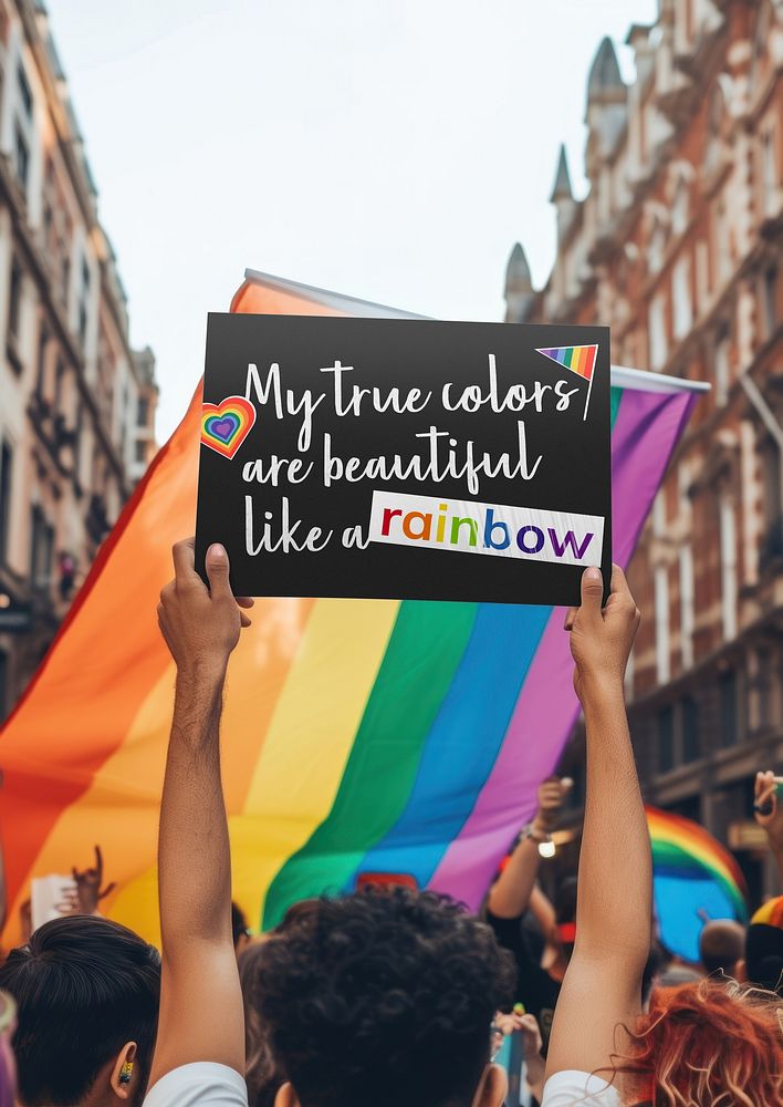 LGBTQ+ parade sign mockup psd