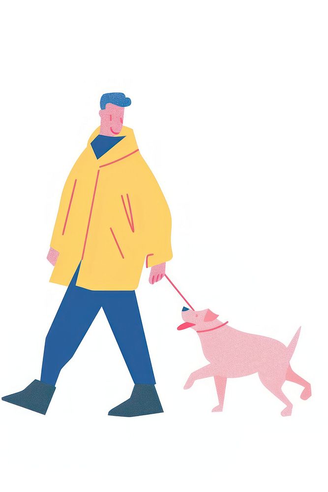 Man walking dog person clothing raincoat.
