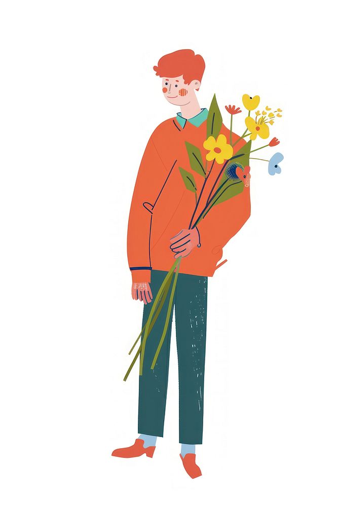 Man holding flowers person graphics pattern.