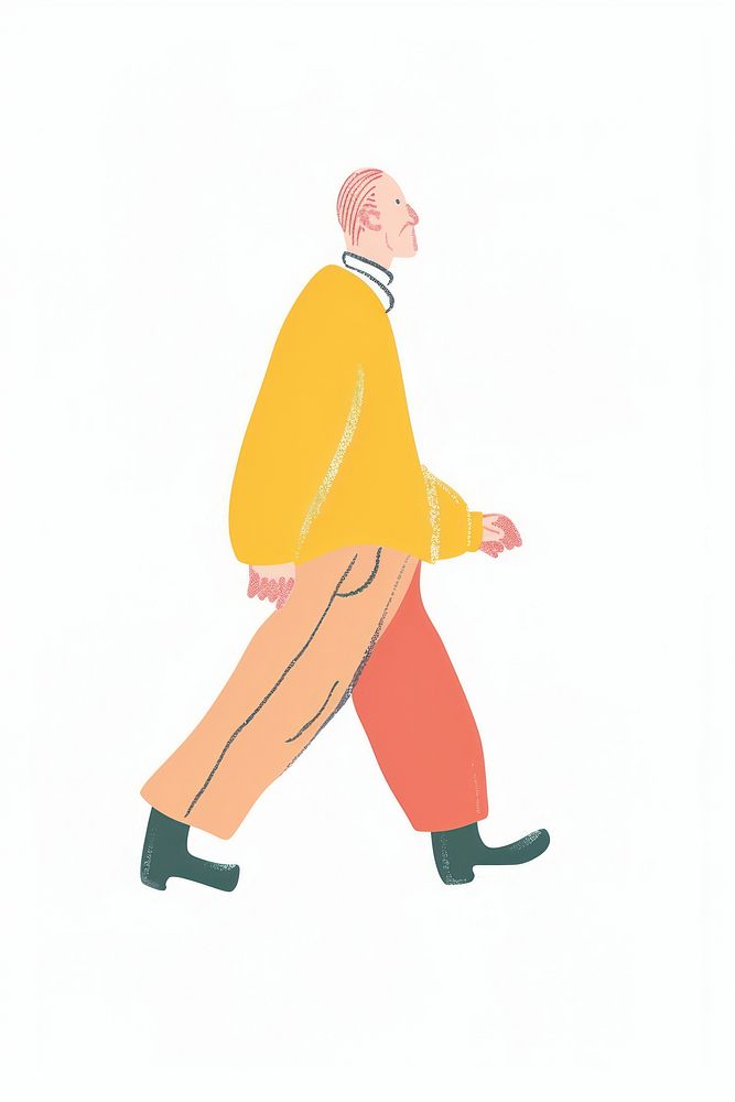Old man walking person clothing painting.