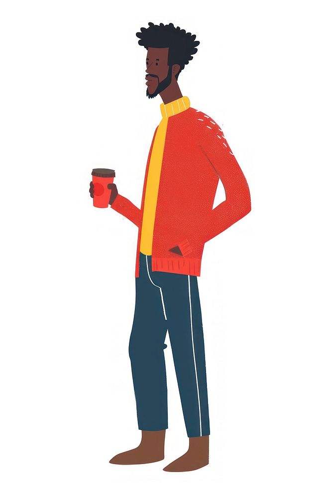 Black man holding a cofee cup person clothing beverage.