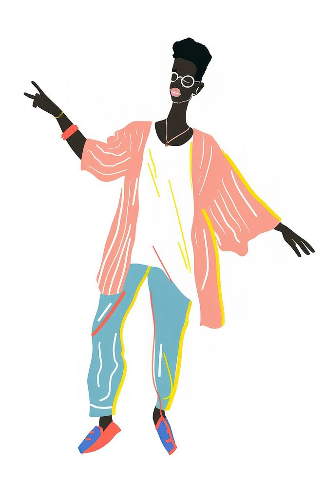 Black man is a singer person illustrated drawing.