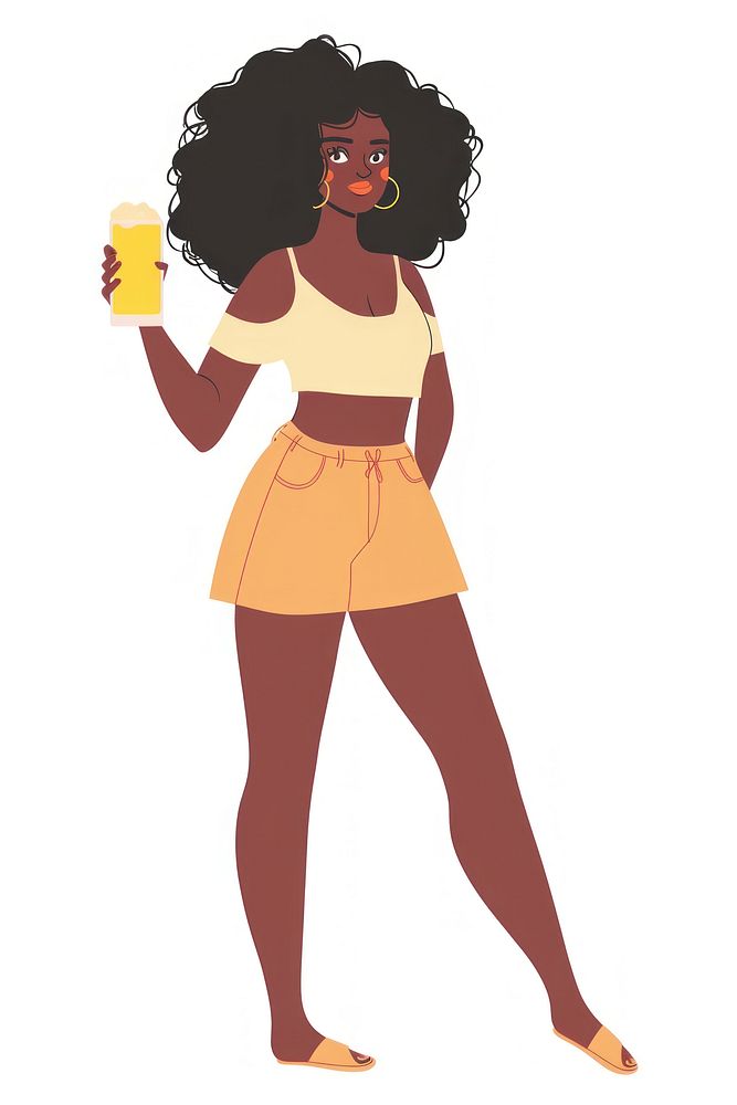Black woman holding a beer person miniskirt clothing.