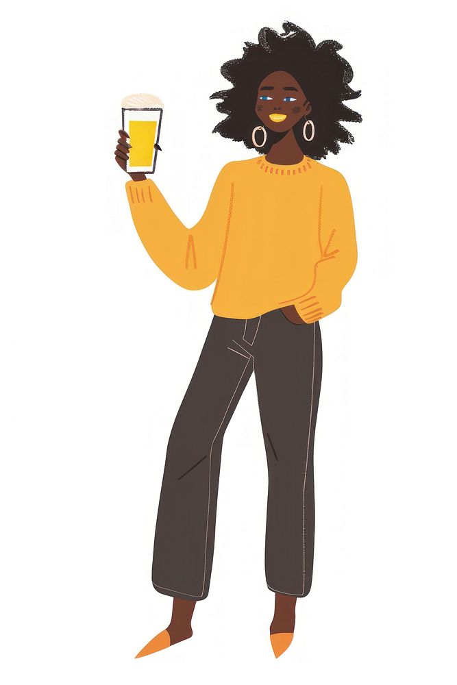 Black woman holding a beer person photography clothing.
