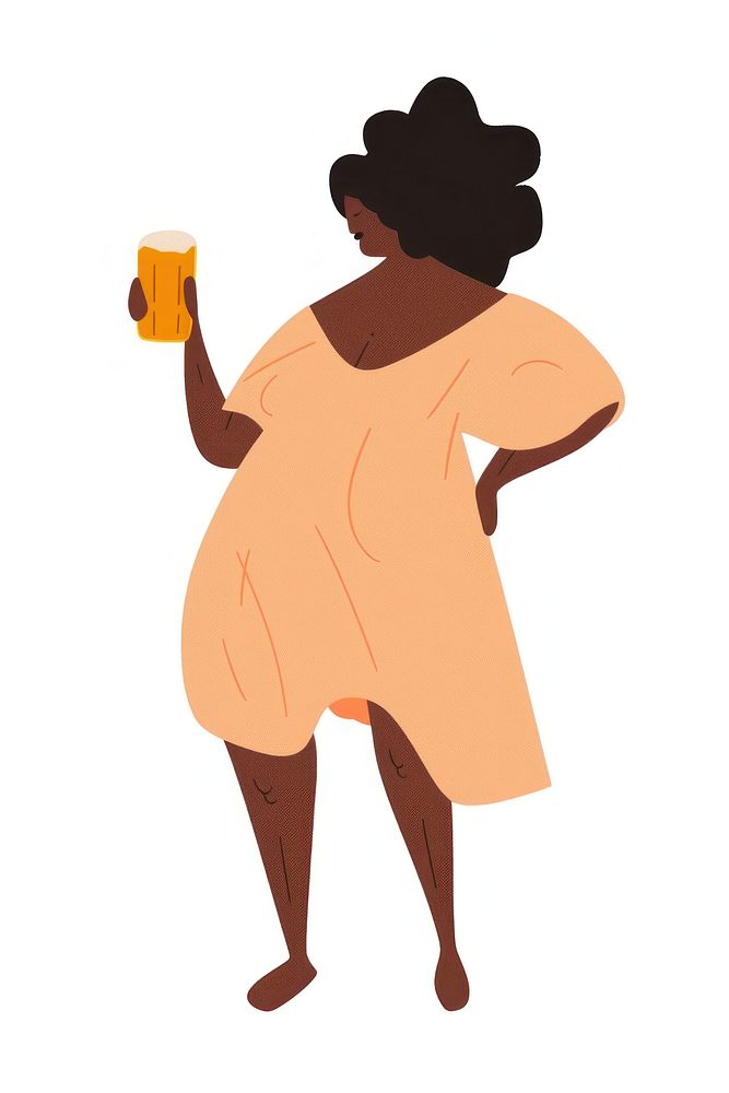 Black woman holding a beer cartoon person clothing.