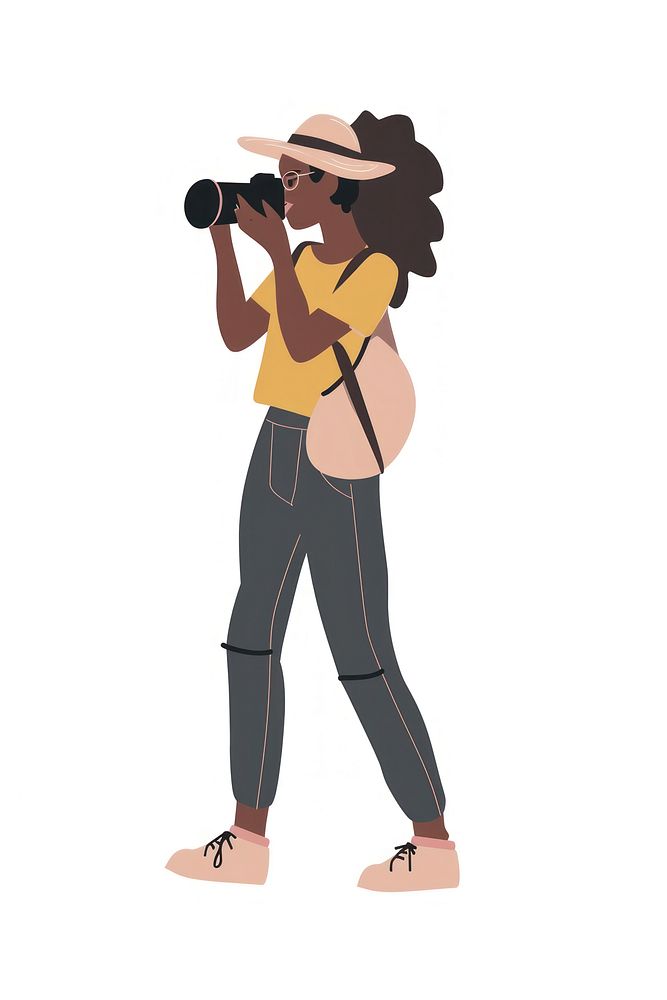 Black woman is photographer cartoon person photography.