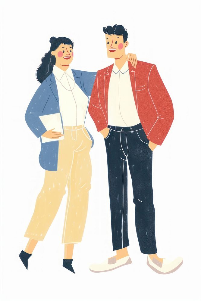 Candidate and hr manager person illustrated clothing.