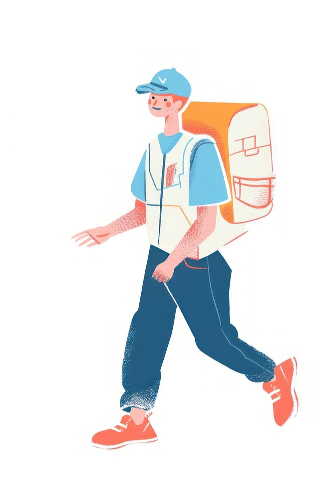 Delivery man person illustrated clothing.
