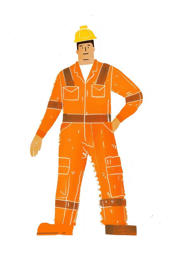 Industrial worker on orange uniform person clothing apparel.