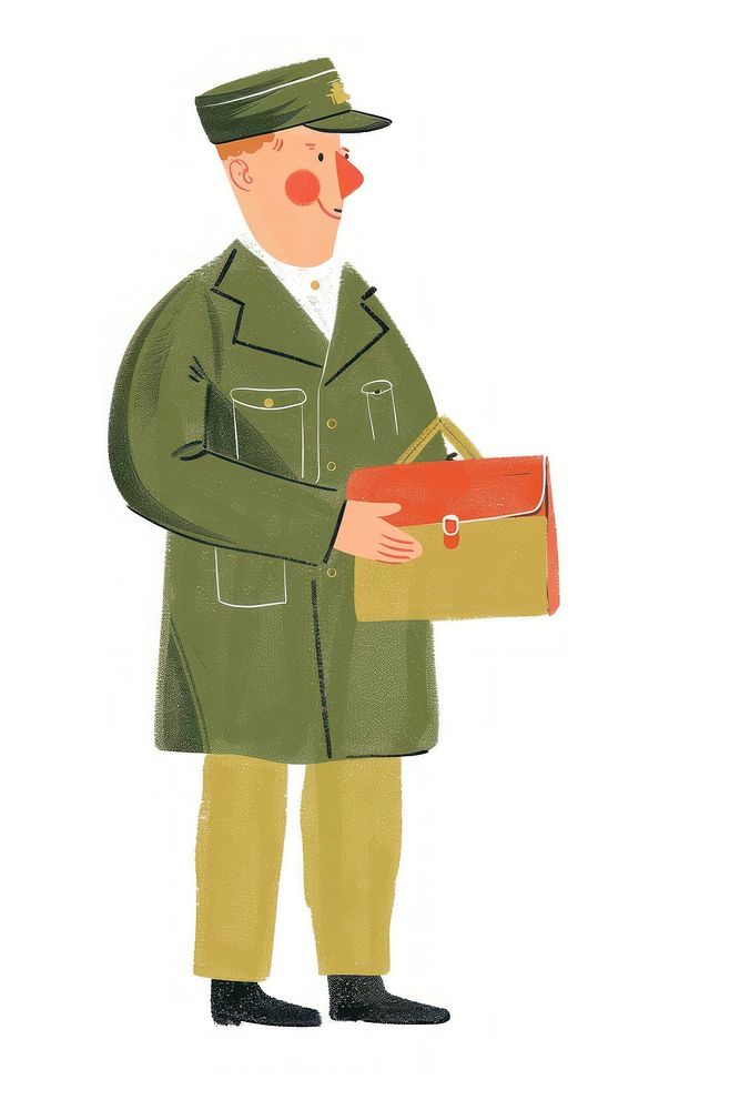 Postman person cardboard clothing.