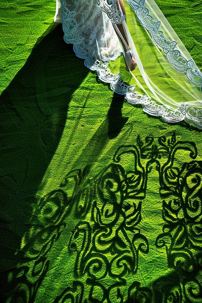 Vietnamese Bride green grass pattern.