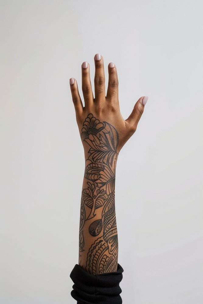 Tattooed hand finger person human.