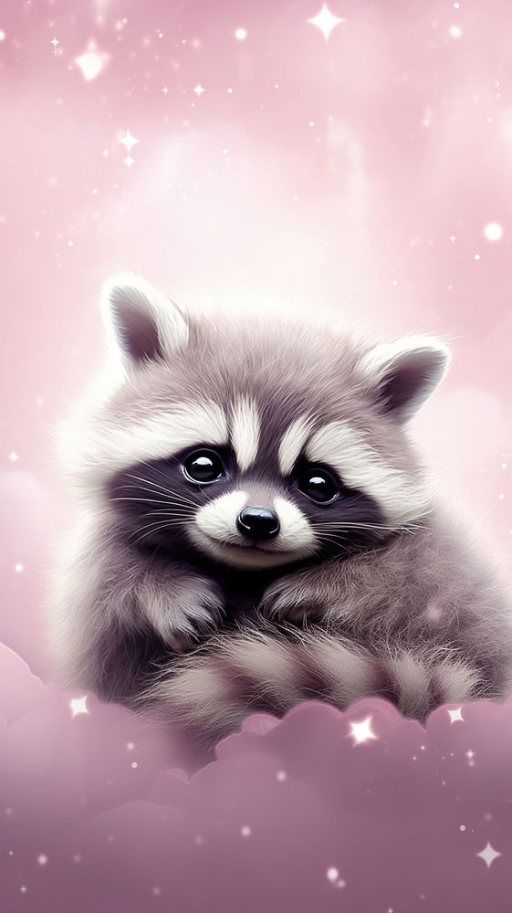 Baby raccoon dreamy wallpaper animal mammal cat.