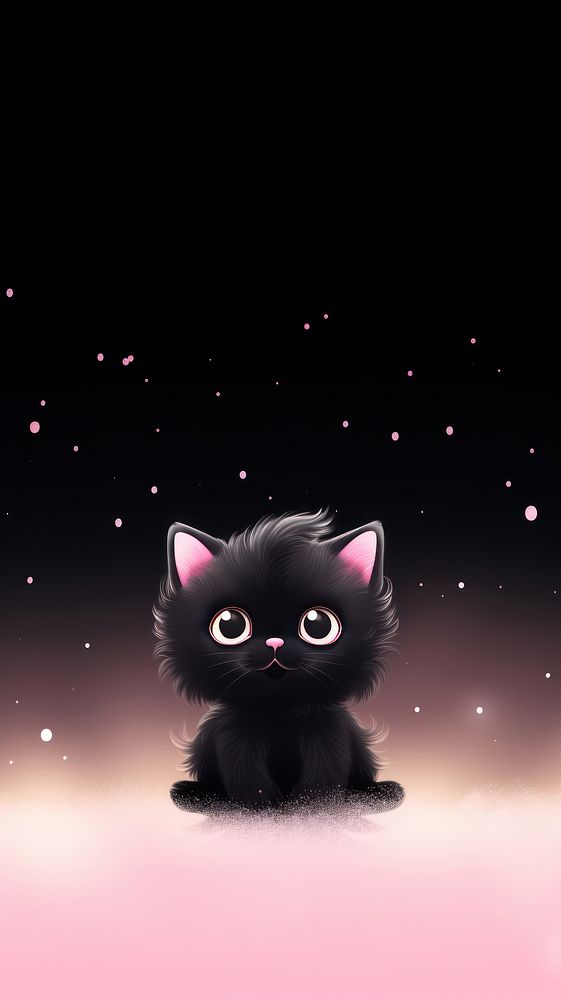 Black cat dreamy wallpaper animal mammal kitten.