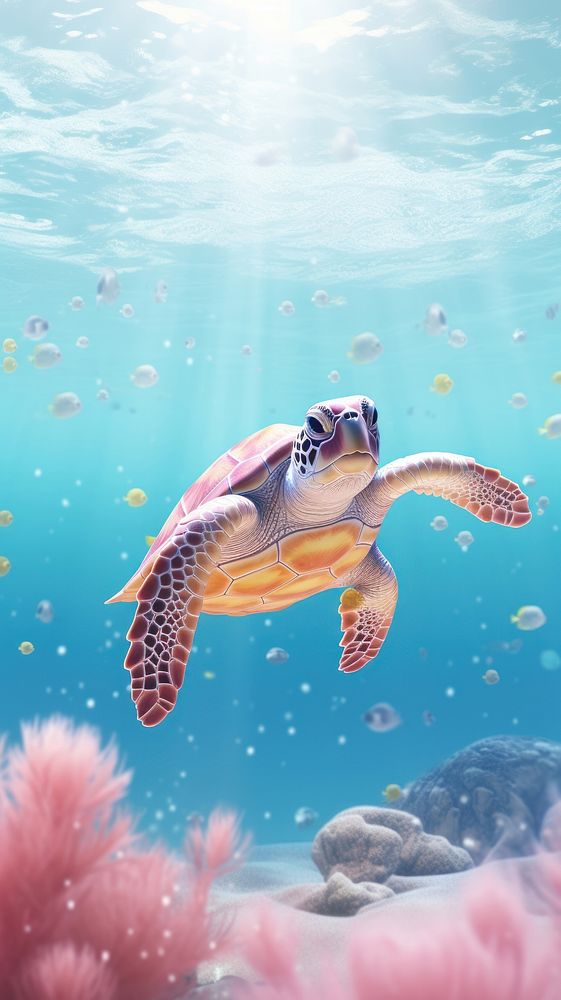 Sea turtle dreamy wallpaper tortoise outdoors reptile.