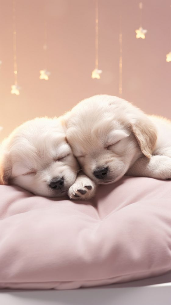 Cute 2 Ppug dog sleeping animal canine.
