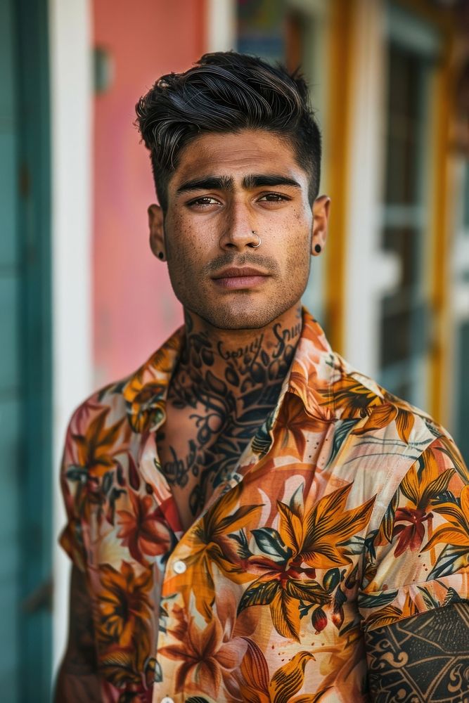 South asian man tattoo hair photography.