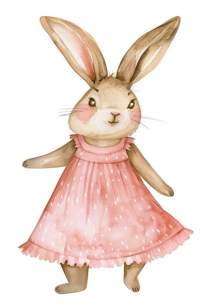Baby girl rabbit wearing a pink dress animal mammal bunny.