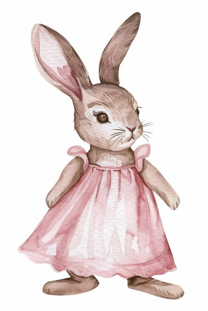 Baby girl rabbit wearing a pink dress person animal mammal.
