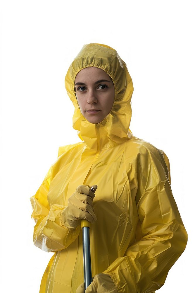 Women cleaner sweatshirt clothing raincoat.