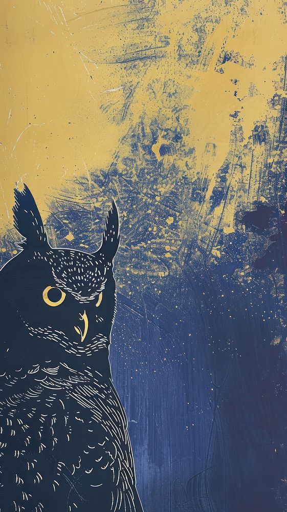 Owl cat painting animal.