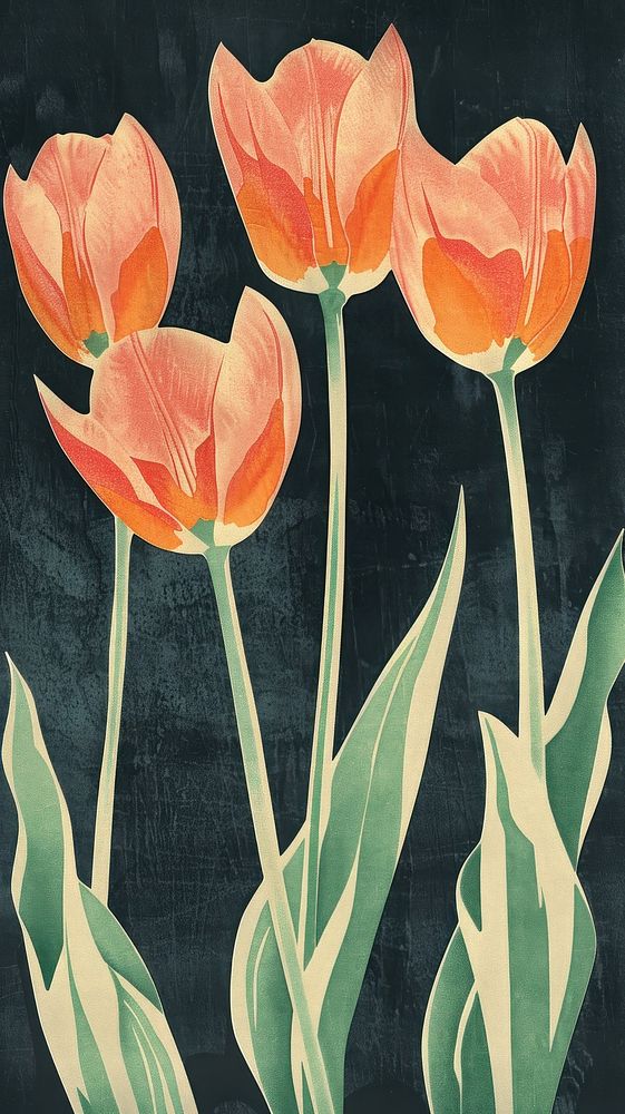 Romantic tulips painting weaponry blossom.
