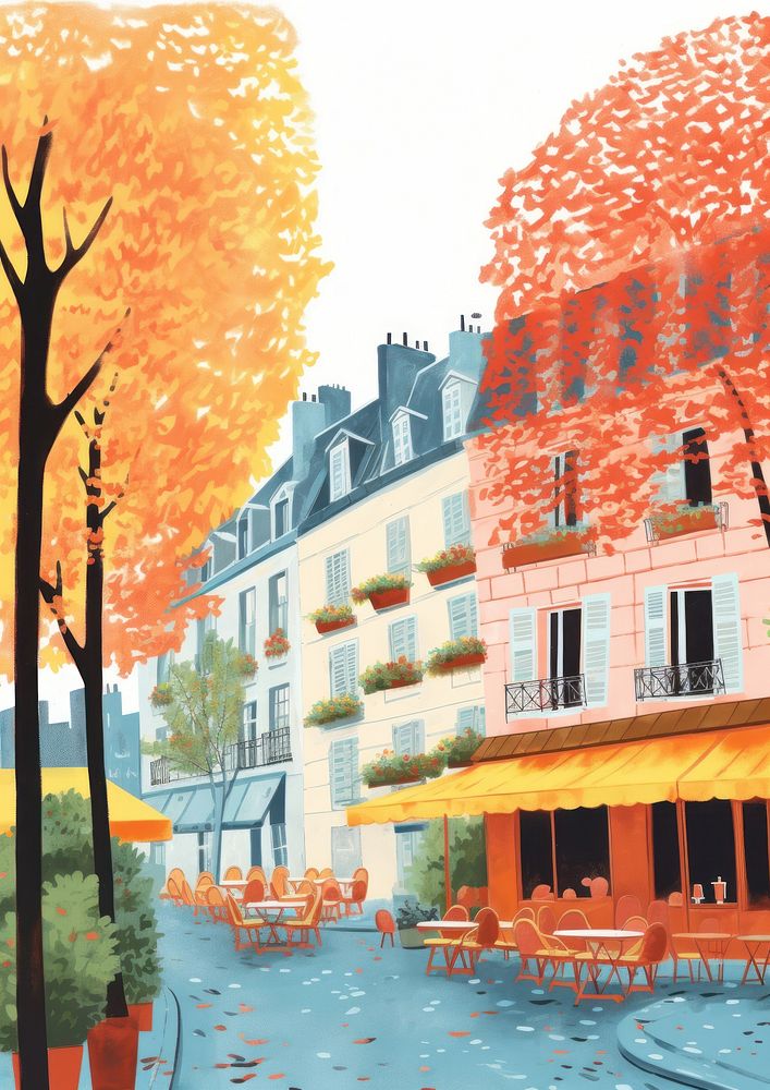 Paris neighborhood architecture painting.