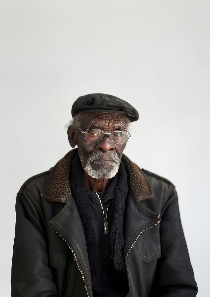 Black old man wearing cap flip side photo face photography.